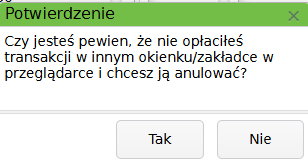 Widok okna z potwierdzeniem Widok okna z potwierdzeniem