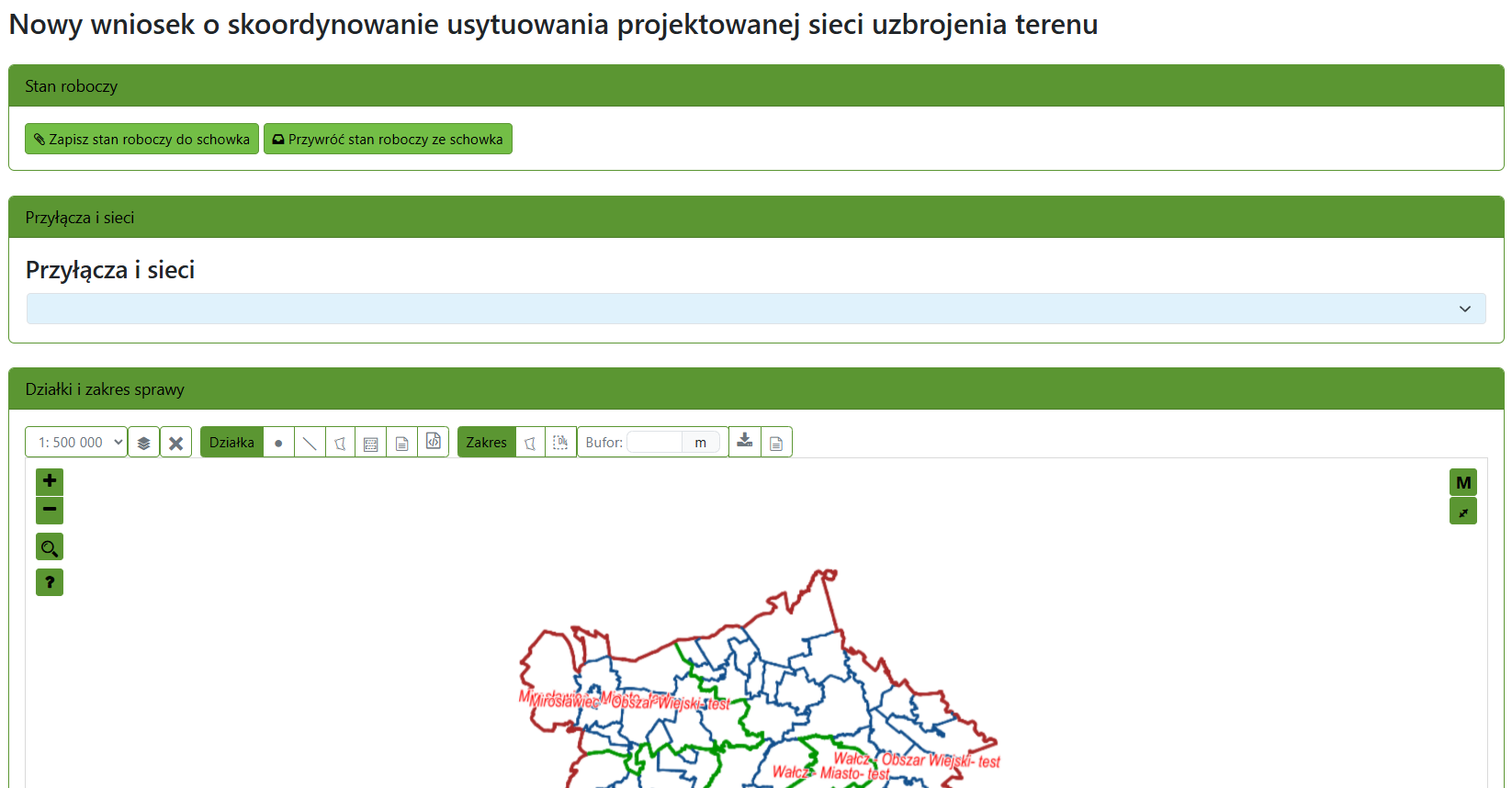 Widok formularza nowego wniosku Widok formularza nowego wniosku