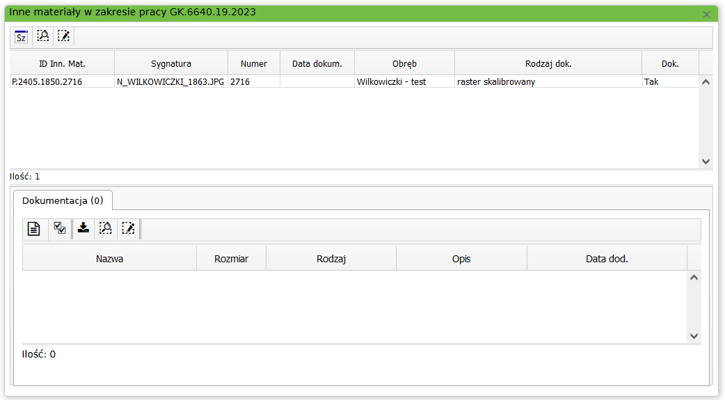 Widok okna z wylistowanymi innymi materiałami w zakresie pracy Widok okna z wylistowanymi innymi materiałami w zakresie pracy