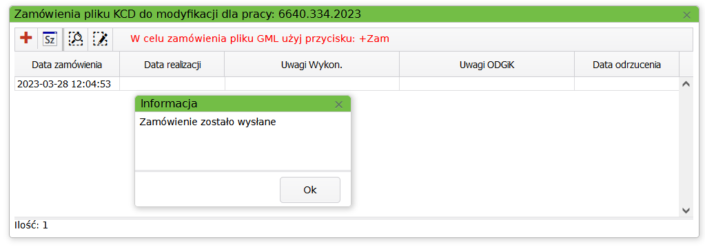 Widok okna dodawania zamówienia na plik do modyfikacji Widok okna dodawania zamówienia na plik do modyfikacji