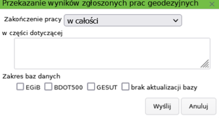 Widok okna zakończenia pracy Widok okna zakończenia pracy