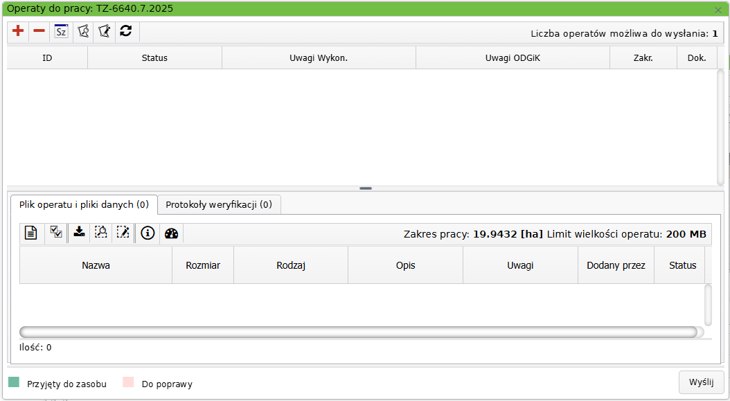Widok okna operatów do pracy Widok okna operatów do pracy