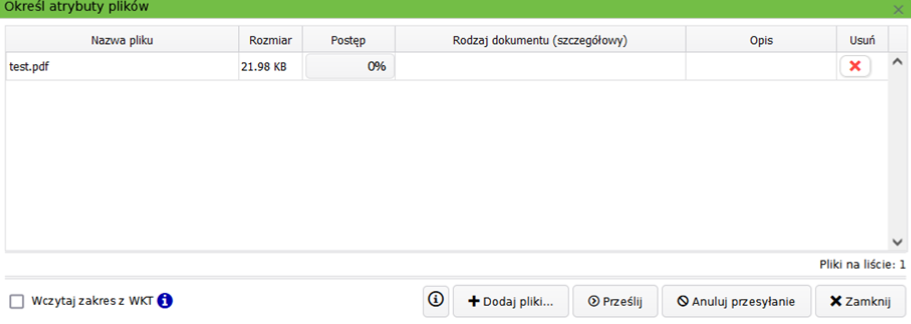 Widok okna określania atrybutów plików Widok okna określania atrybutów plików