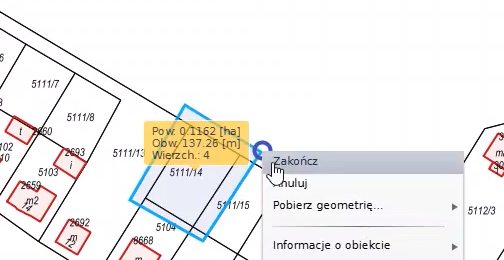 Widok narysowanego obszaru Widok narysowanego obszaru
