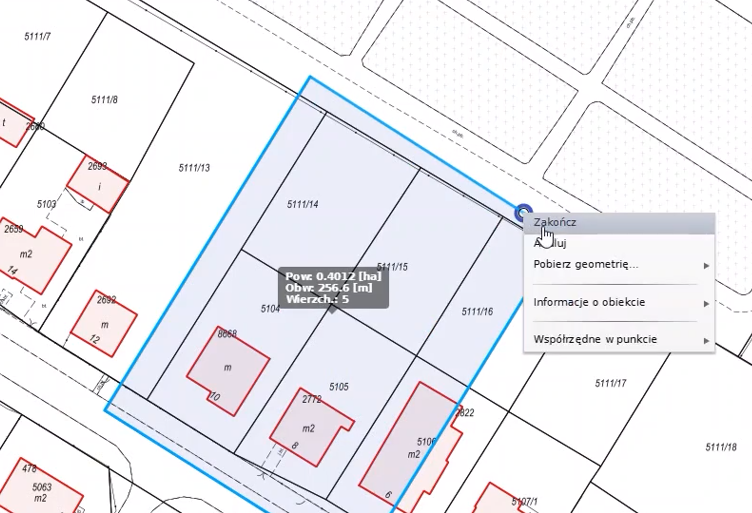 Widok narysowanego obszaru Widok narysowanego obszaru