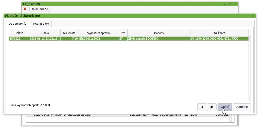 Widok okna płatności elektronicznych Widok okna płatności elektronicznych