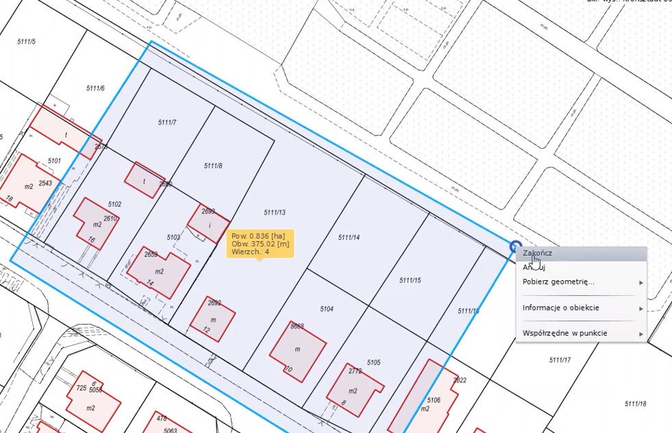 Widok narysowanego obszaru Widok narysowanego obszaru