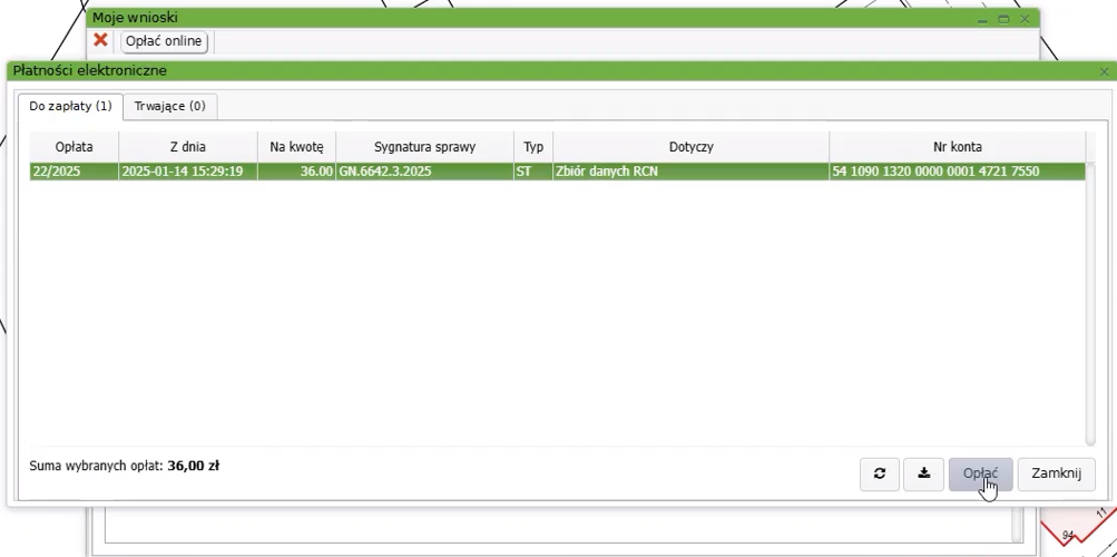 Widok okna płatności elektronicznych Widok okna płatności elektronicznych
