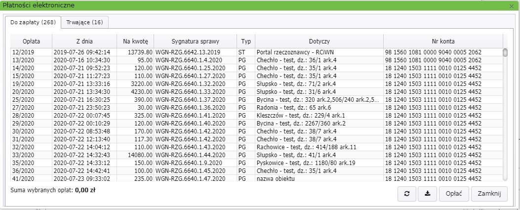 Widok okna płatności elektronicznych Widok okna płatności elektronicznych