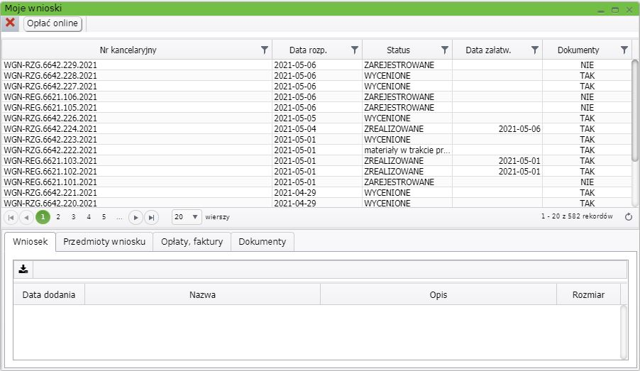 Widok okna: Moje wnioski Widok okna: Moje wnioski