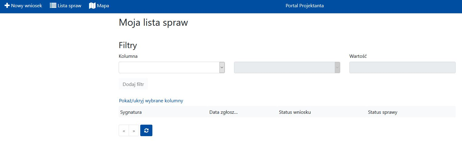 Widok okna portalu projektanta Widok okna portalu projektanta