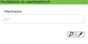 Widok okna przybliżania do współrzędnych Widok okna przybliżania do współrzędnych