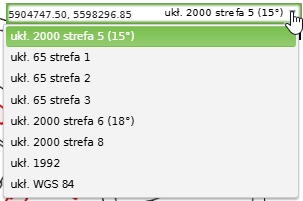 Widok okna przełączania wyświetlanych współrzędnych śledzących kursor Widok okna przełączania wyświetlanych współrzędnych śledzących kursor