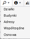 Widok opcji wyszukania obiektów na mapie Widok opcji wyszukania obiektów na mapie